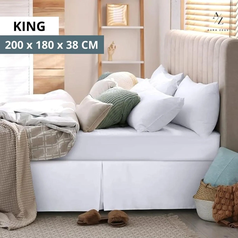 FALDON CAMA LISO BLANCO NEGRO DORMITORIO PLAZAS ELASTICADOS TAMANO KING - 2