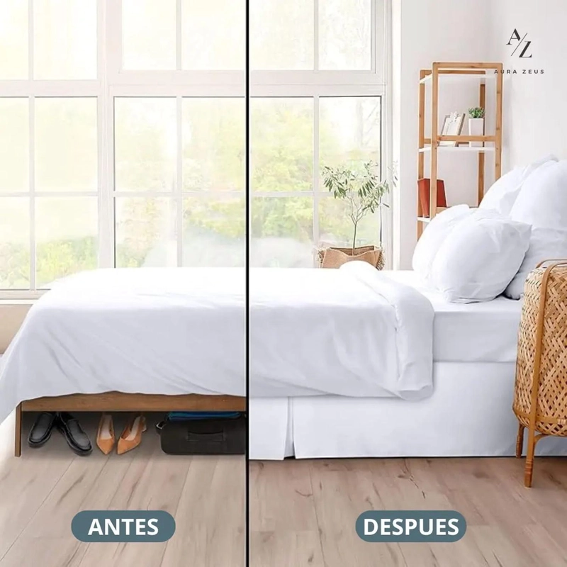FALDON CAMA LISO BLANCO NEGRO DORMITORIO PLAZAS ELASTICADOS TAMANO KING - 3