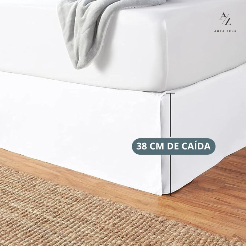 FALDON CAMA LISO BLANCO NEGRO DORMITORIO PLAZAS ELASTICADOS TAMANO KING - 4