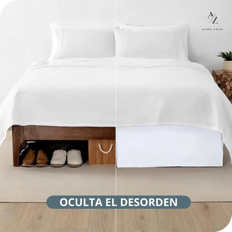 FALDON CAMA LISO BLANCO NEGRO DORMITORIO PLAZAS ELASTICADOS TAMANO KING - 6