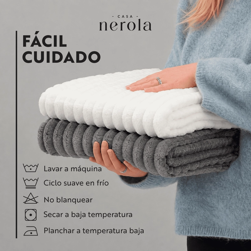 FRAZADA MANTA PIECERA TERMICA SHERPA BLANCO KING CASA NEROLA - 8