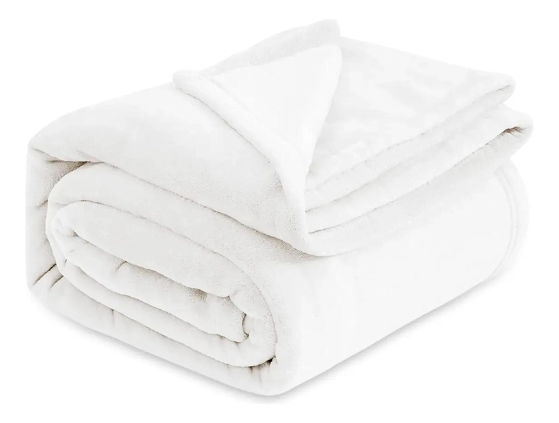 FRAZADA MANTA PIECERA 130 X 150 CM TERMICA SHERPA POLAR CASA NEROLA GRIS BLANCO - 1