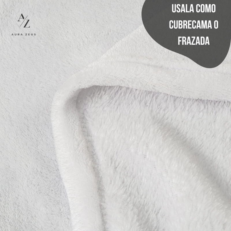 FRAZADA MANTA PIECERA 130 X 150 CM TERMICA SHERPA POLAR CASA NEROLA GRIS BLANCO - 4