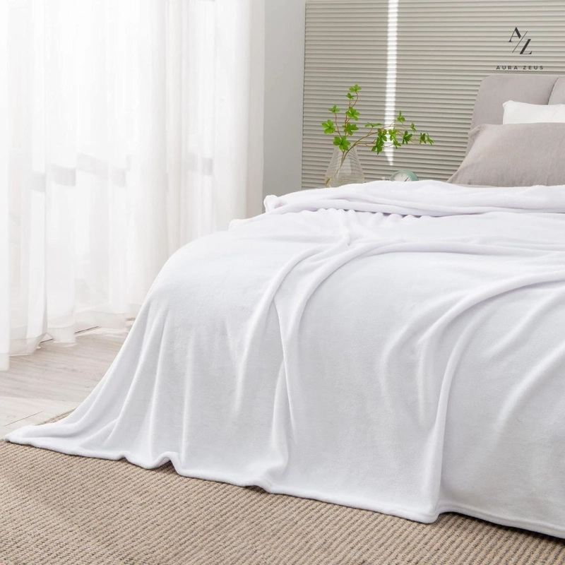 FRAZADA MANTA PIECERA 130 X 150 CM TERMICA SHERPA POLAR CASA NEROLA GRIS BLANCO - 8