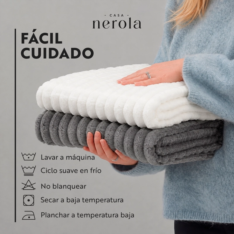 FRAZADA MANTA PIECERA TERMICA SHERPA GRIS 2 PLAZAS CASA NEROLA - 6
