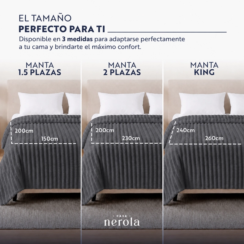 FRAZADA MANTA PIECERA TERMICA SHERPA GRIS 2 PLAZAS CASA NEROLA - 7