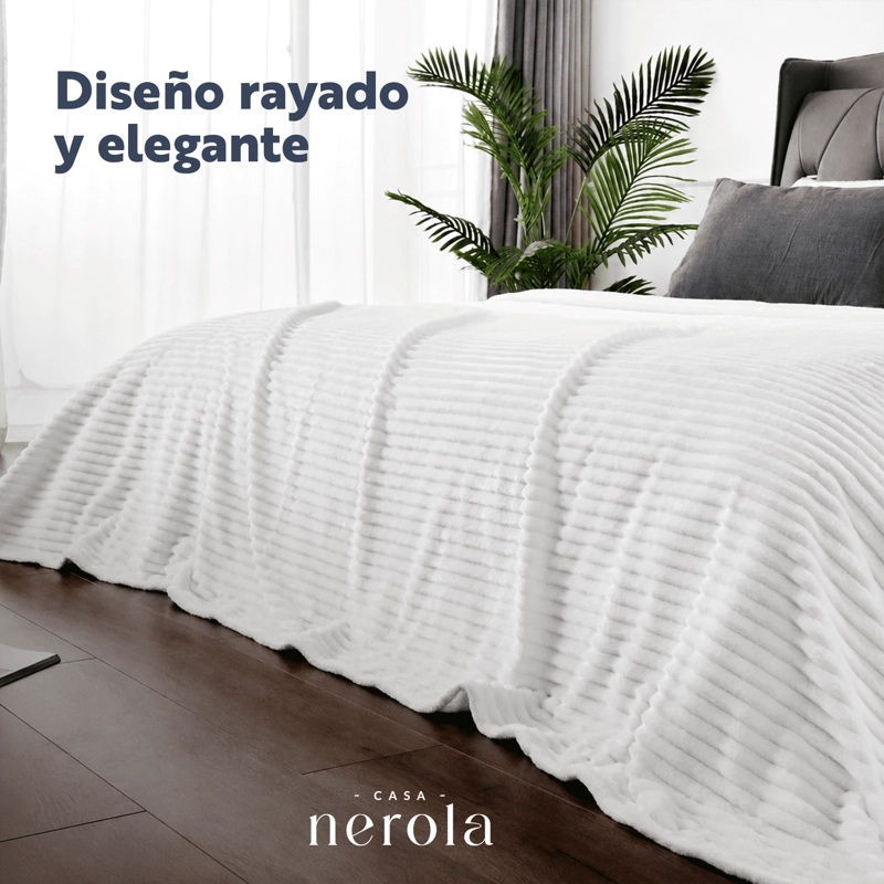 FRAZADA MANTA PIECERA TERMICA SHERPA BLANCO 2 PLAZAS CASA NEROLA - 6