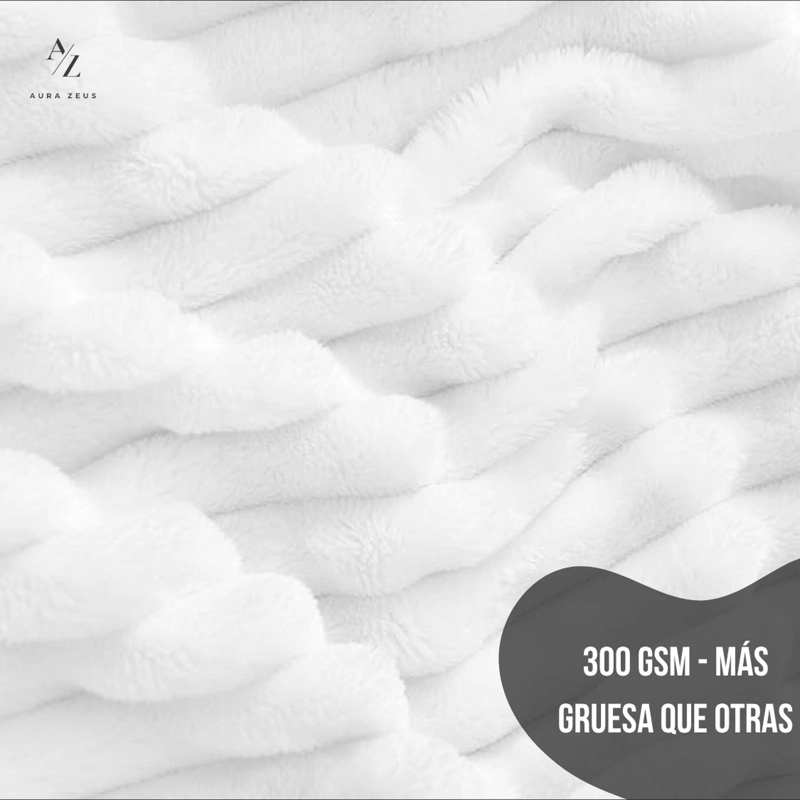 FRAZADA MANTA PIECERA 130 X 150 CM TERMICA RAYAS SHERPA CASA NEROLA GRIS BLANCO - 3