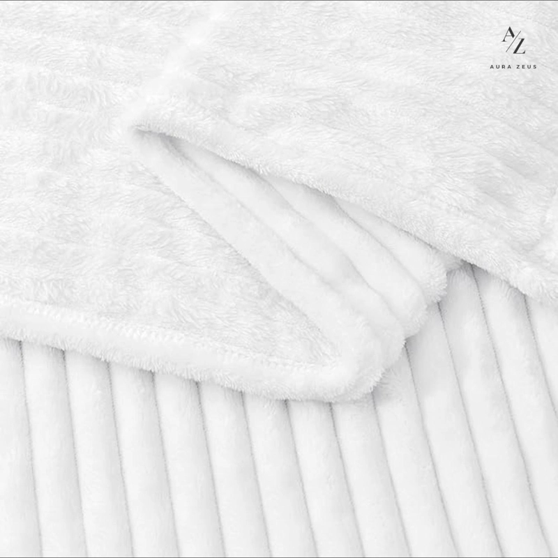 FRAZADA MANTA PIECERA 130 X 150 CM TERMICA RAYAS SHERPA CASA NEROLA GRIS BLANCO - 7