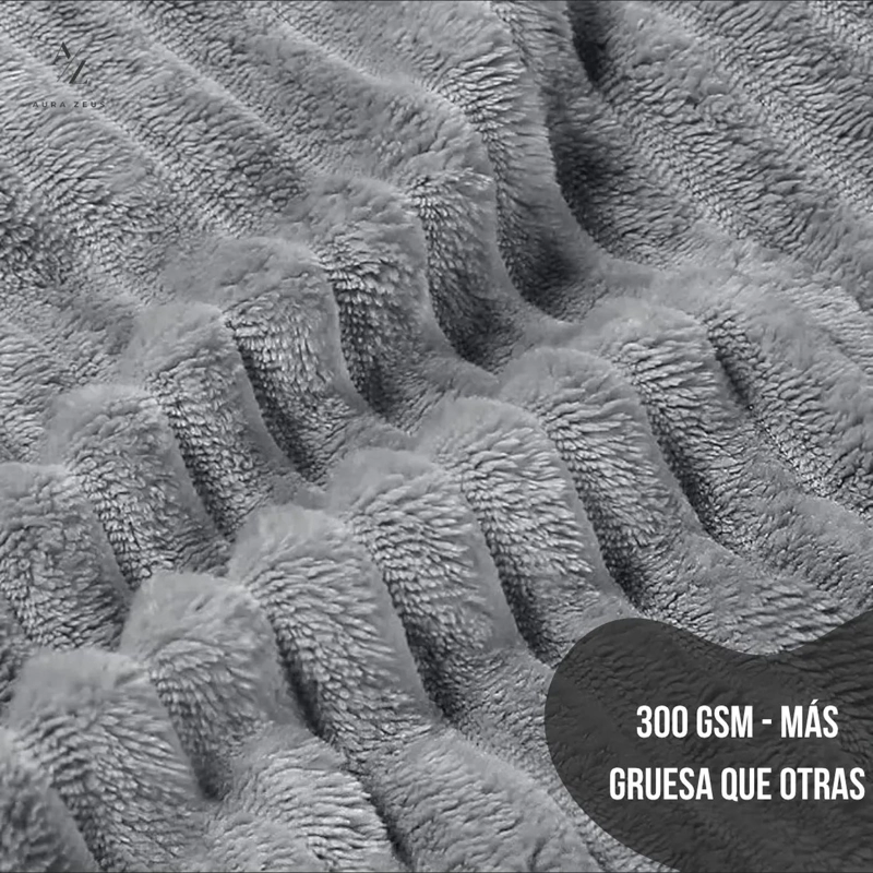 FRAZADA MANTA PIECERA 130 X 150 CM TERMICA SHERPA POLAR GRIS - 3