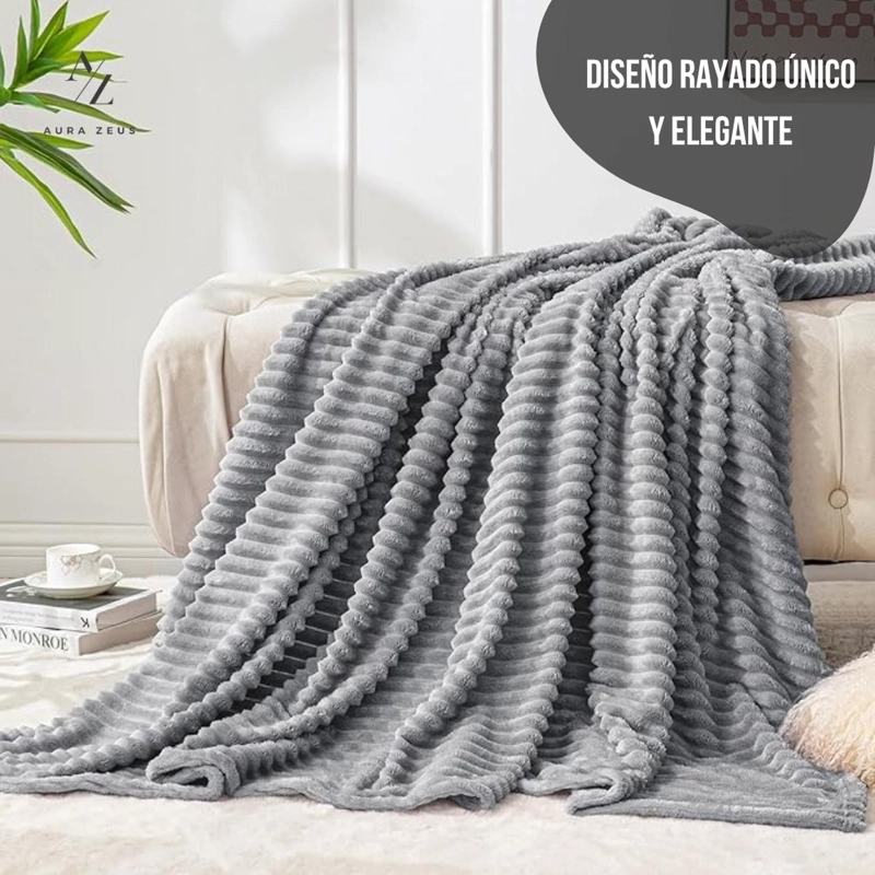 FRAZADA MANTA PIECERA 130 X 150 CM TERMICA SHERPA POLAR GRIS - 4