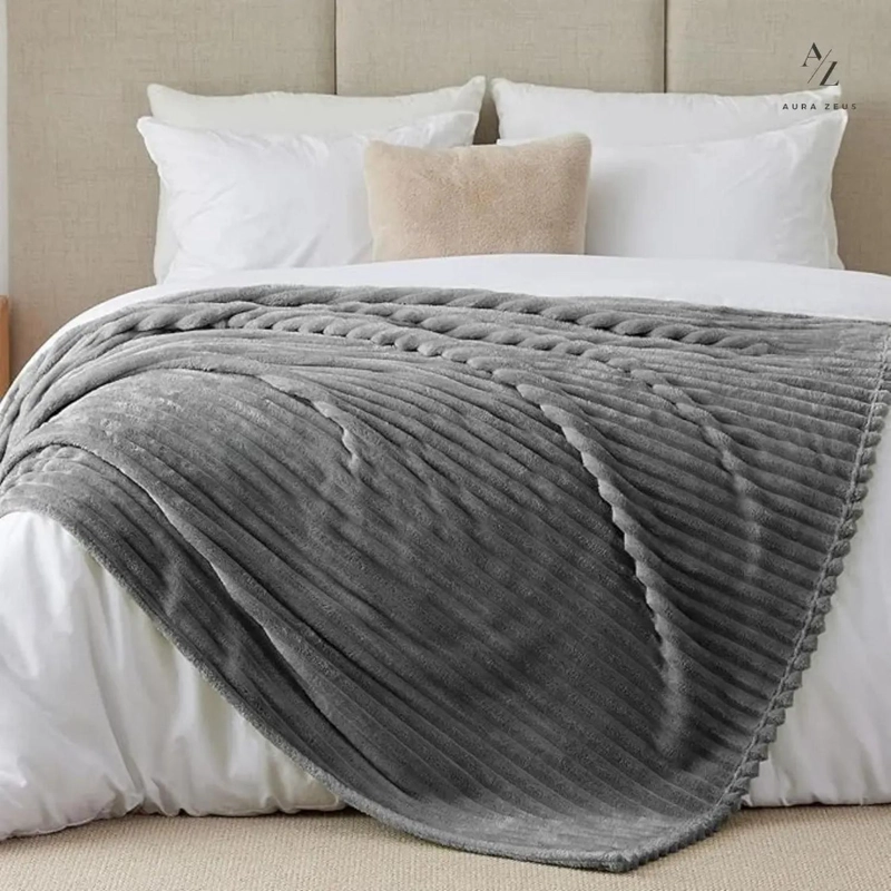 FRAZADA MANTA PIECERA 130 X 150 CM TERMICA SHERPA POLAR GRIS - 8