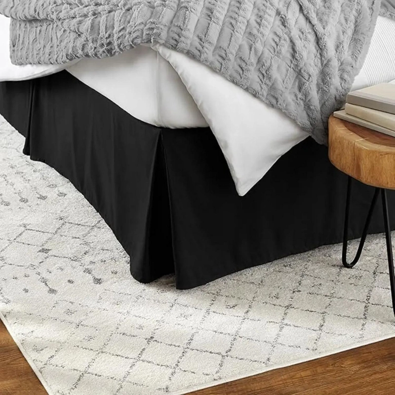 FALDON CAMA LISO BLANCO NEGRO DORMITORIO PLAZAS ELASTICADOS TAMANO 1.5 PLAZAS - 7