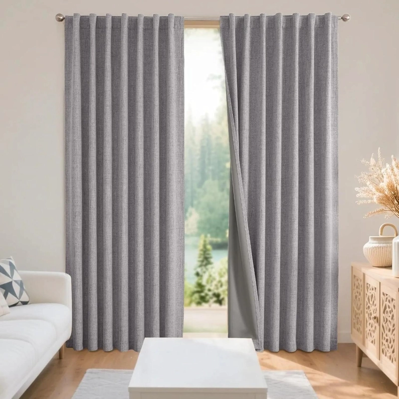 CORTINA 100% BLACKOUT 2 PAÑOS 220X140 LINO TERMICA ROLLER AZ - 1