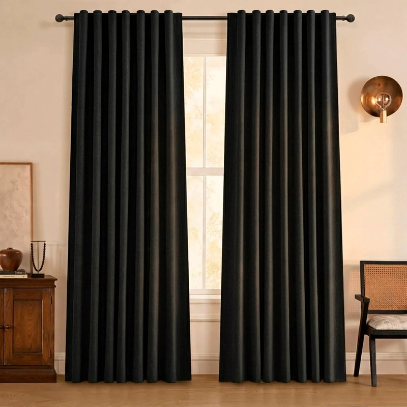CORTINA 100% BLACKOUT 2 PAÑOS 220 X 140 LINO TERMICA ROLLER GRIS - 1