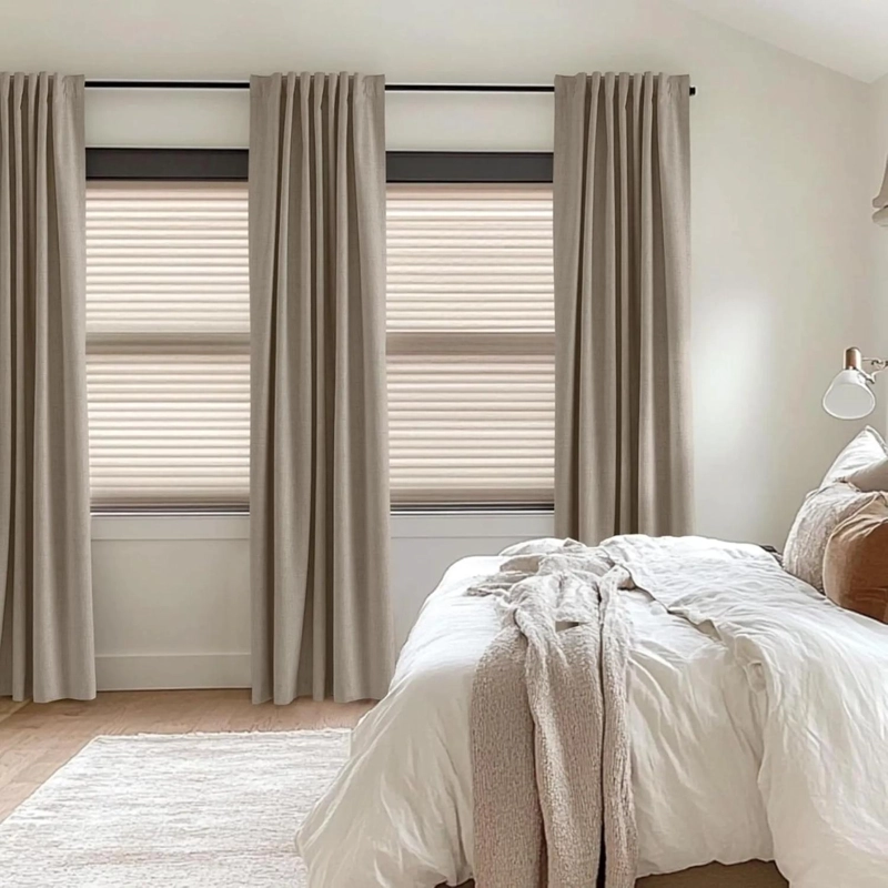 CORTINA DE BANO TELA + FORRO + 12 GANCHOS PREMIUM 180 X 180 CM BLANCO JUEGO LARGA BEIGE - 8