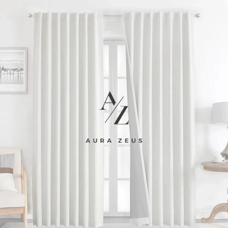 CORTINA DE BANO TELA + FORRO + 12 GANCHOS PREMIUM 180 X 180 CM BLANCO JUEGO LARGA BEIGE - 9