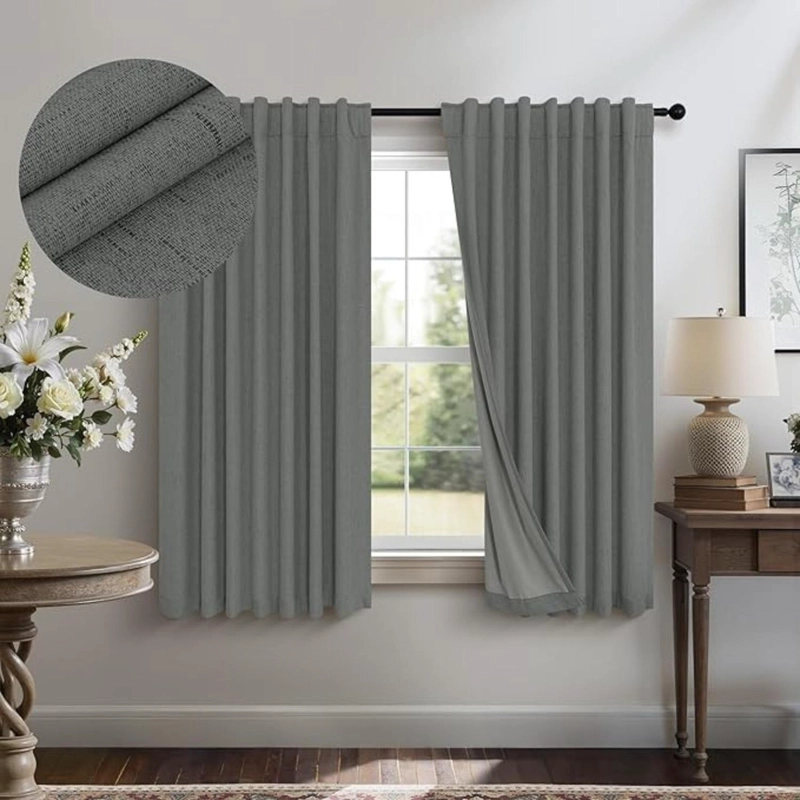 CORTINA 100% BLACKOUT 2 PANOS 220 X 140 CM LINO TERMICA ROLLER GRIS - 1