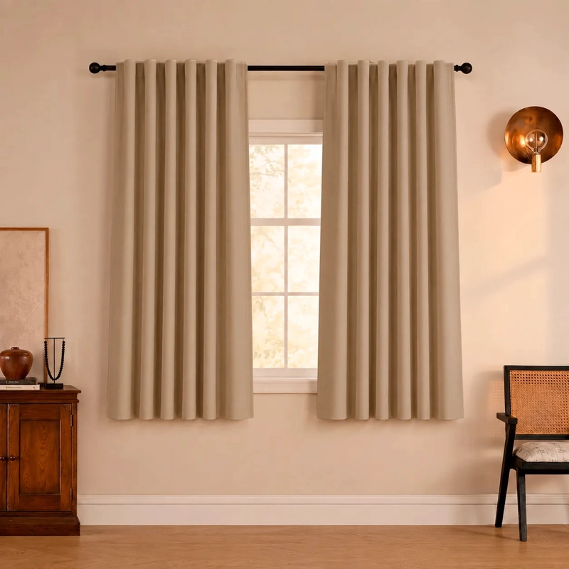 CORTINA 100% BLACKOUT 2 PAÑOS 160 X 108 CM LINO TERMICA ROLLER BEIGE - 1