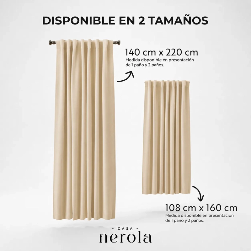 CORTINA 100% BLACKOUT 2 PAÑOS 160 X 108 CM LINO TERMICA ROLLER BEIGE - 5