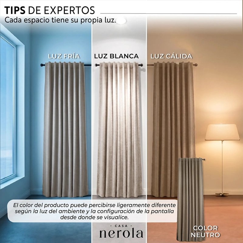 CORTINA 100% BLACKOUT 2 PAÑOS 160 X 108 CM LINO TERMICA ROLLER BEIGE - 8