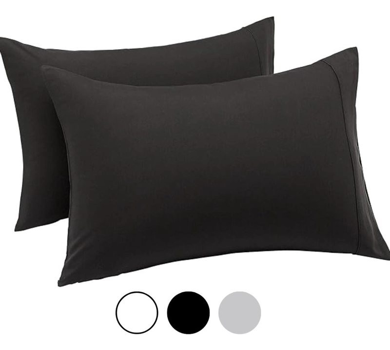 SET 2 FUNDAS DE ALMOHADA 50X70 - 90 HILOS ROPA DE CAMA HOGAR SABANAS NEGRO - 1