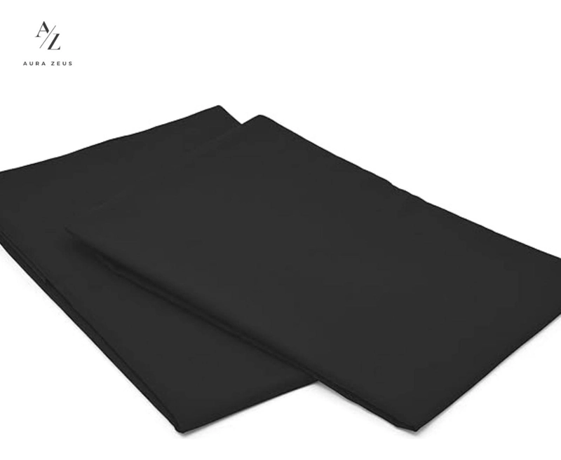 SET 2 FUNDAS DE ALMOHADA 50X70 - 90 HILOS ROPA DE CAMA HOGAR SABANAS NEGRO - 6