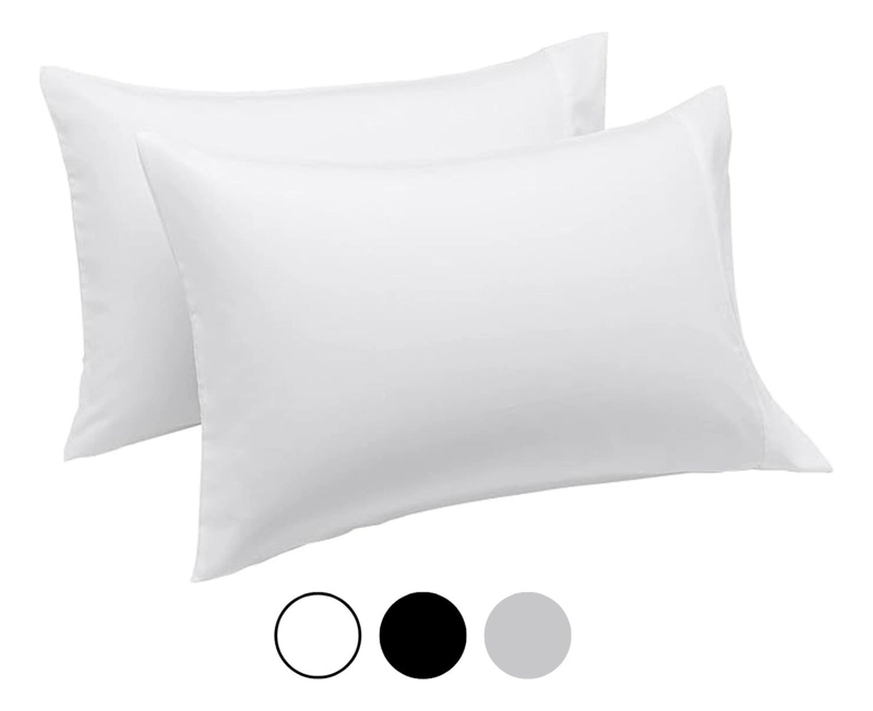 SET 2 FUNDAS DE ALMOHADA 50X70 - 90 HILOS ROPA DE CAMA HOGAR SABANAS BLANCO - 1