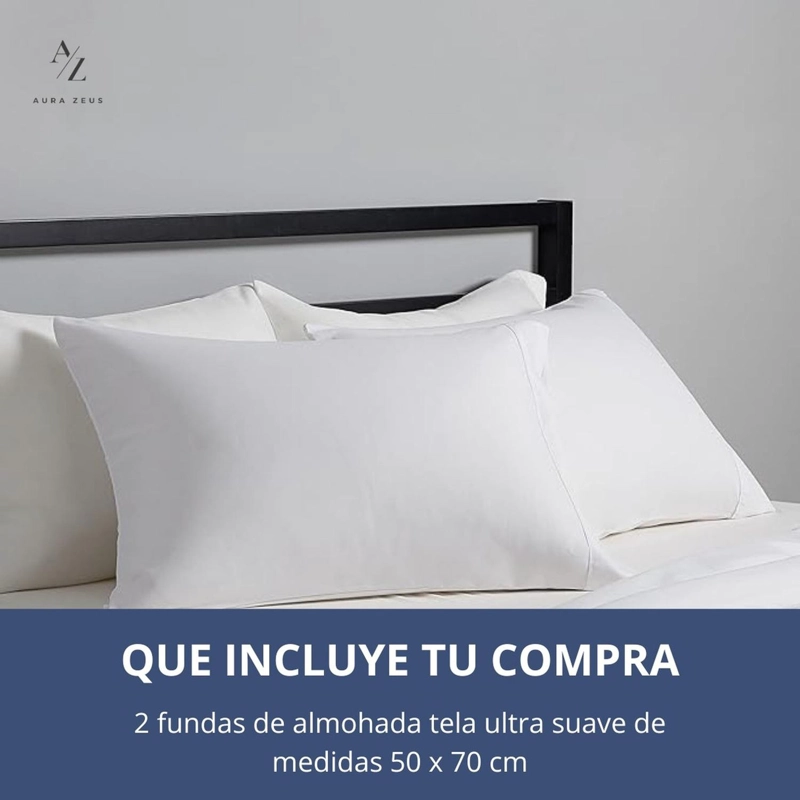 SET 2 FUNDAS DE ALMOHADA 50X70 - 90 HILOS ROPA DE CAMA HOGAR SABANAS BLANCO - 3