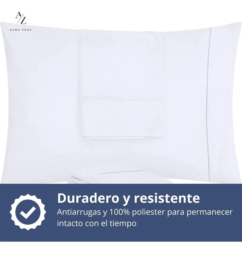 SET 2 FUNDAS DE ALMOHADA 50X70 - 90 HILOS ROPA DE CAMA HOGAR SABANAS BLANCO - 5