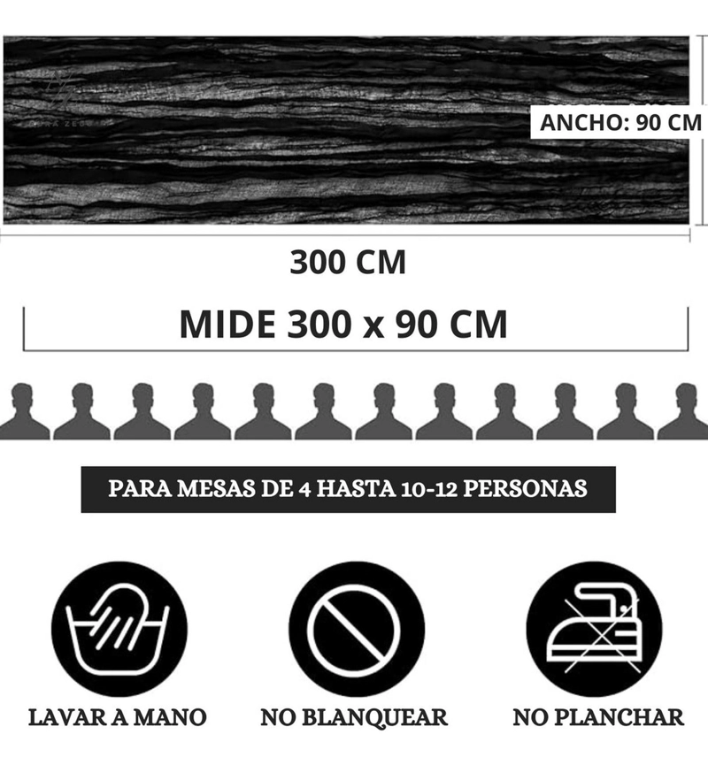 CAMINO DE MESAS GASA RECTANGULAR MANTEL CENTRO TELA 300 X 90 CM NEGRO - 3