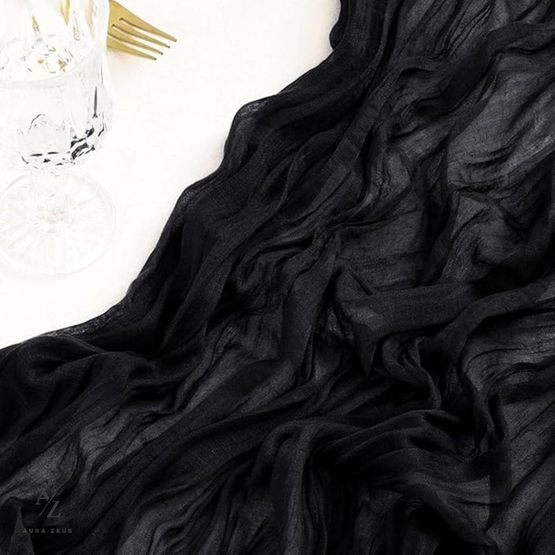 CAMINO DE MESAS GASA RECTANGULAR MANTEL CENTRO TELA 300 X 90 CM NEGRO - 8