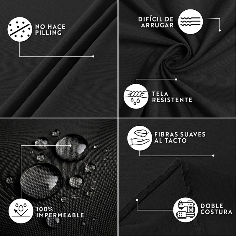 MANTEL RECTANGULAR ANTIMANCHAS IMPERMEABLE GENERO TELA 220 X 140 CM NEGRO - 7