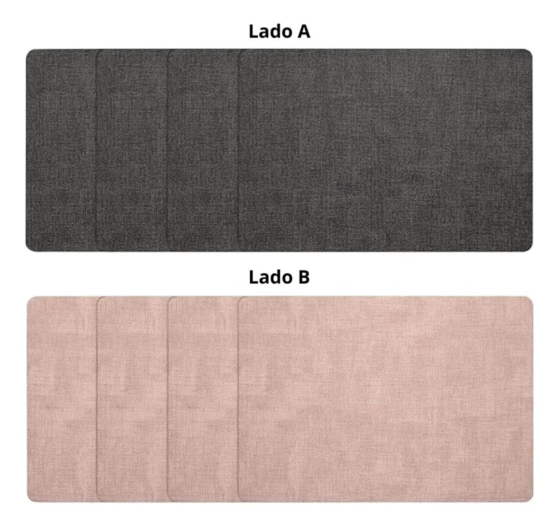 SET 4 INDIVIDUALES + 4 POSAVASOS IMPERMEABLES ANTIMANCHAS 2 EN 1 ROSA RECTANGULAR - 2
