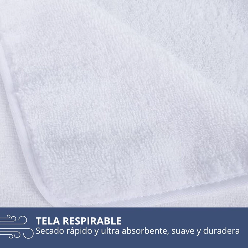 SET DE 2 TOALLAS GRANDE DE BANO TOALLON 100 X 140 CM MICROFIBRA BLANCO - 5