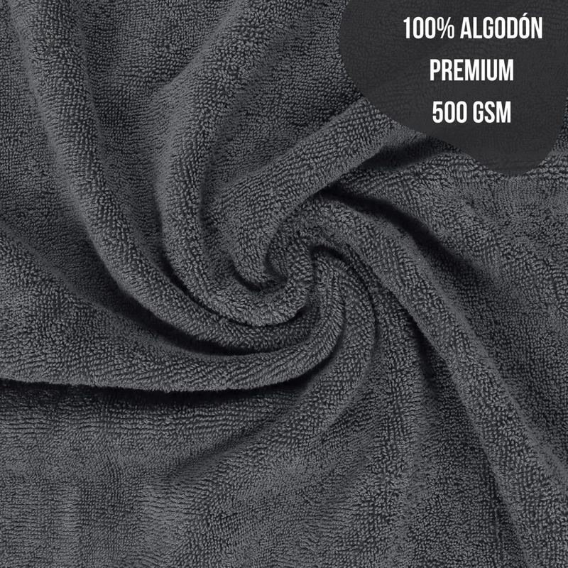 SET DE 4 TOALLAS DE BANO 140 X 70 CM ALGODON 500GR GRANDES GRIS - 3