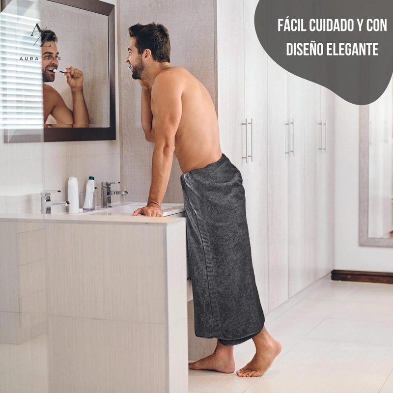 SET DE 4 TOALLAS DE BANO 140 X 70 CM ALGODON 500GR GRANDES GRIS - 5