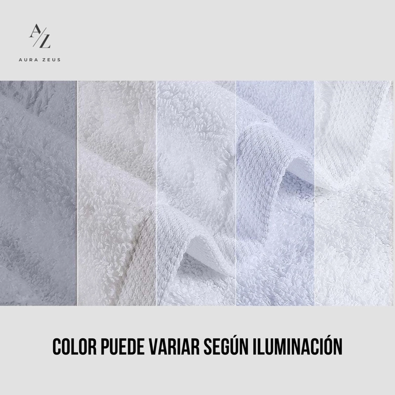 SET DE 2 TOALLAS DE BANO 140X70 CM ALGODON 500GR GRANDES BLANCO - 6