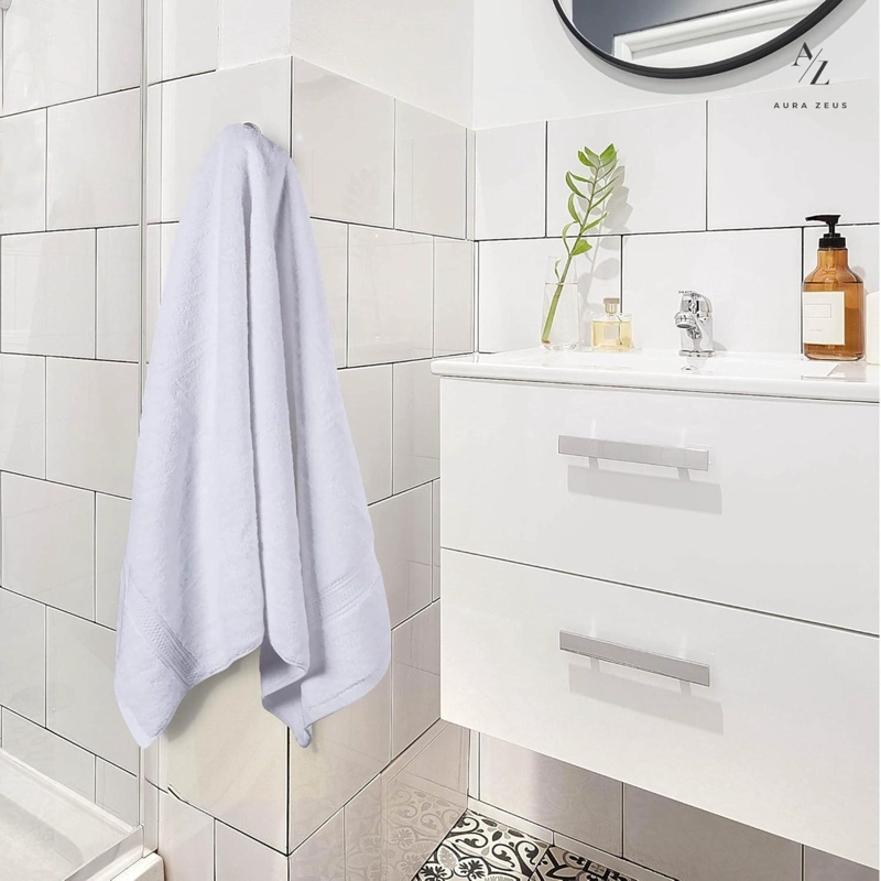 SET DE 2 TOALLAS DE BANO 140X70 CM ALGODON 500GR GRANDES BLANCO - 7