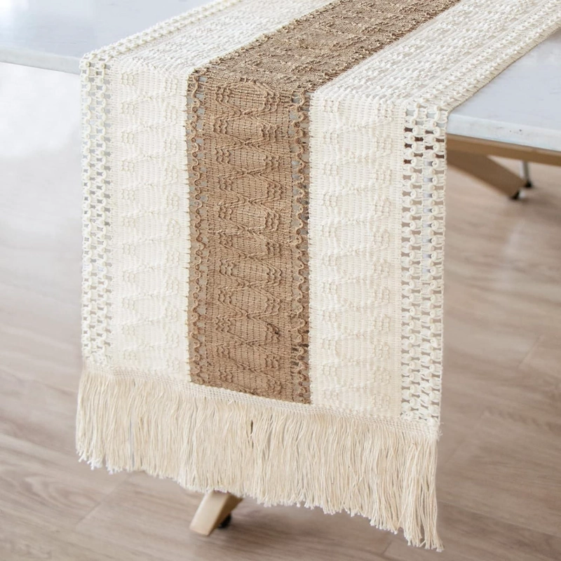 CAMINO DE MESA ALGODON YUTE ETNICO MANTEL DE CENTRO 180X30CM - 1