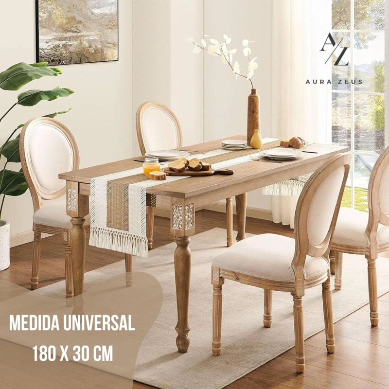 CAMINO DE MESA ALGODON YUTE ETNICO MANTEL DE CENTRO 180X30CM - 4
