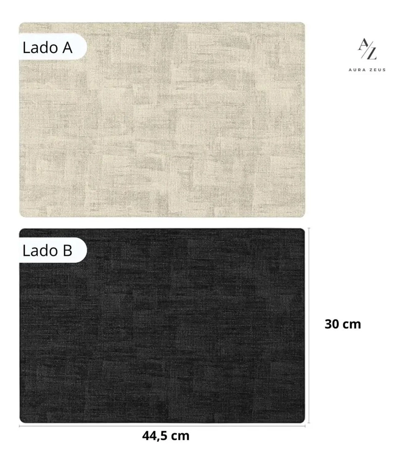 SET 4 INDIVIDUALES IMPERMEABLE ECOCUERO ANTIMANCHA 2 EN 1 - 2