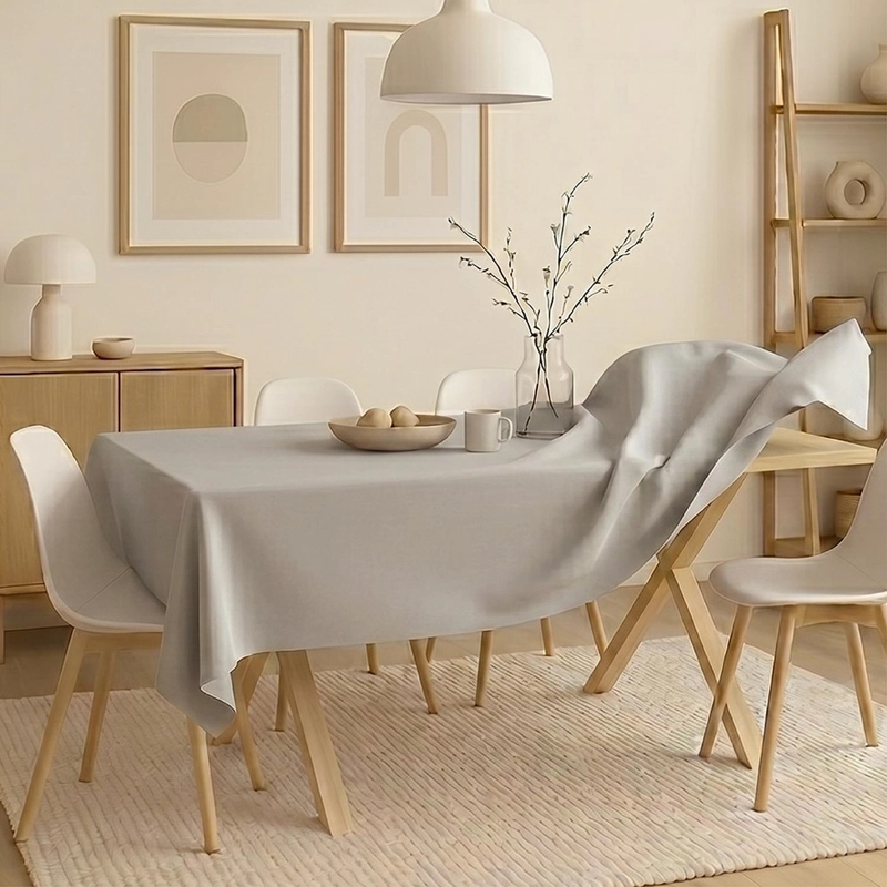 MANTEL RECTANGULAR ANTIMANCHAS IMPERMEABLE GENERO TELA 220 X 140 CM GRIS - 1