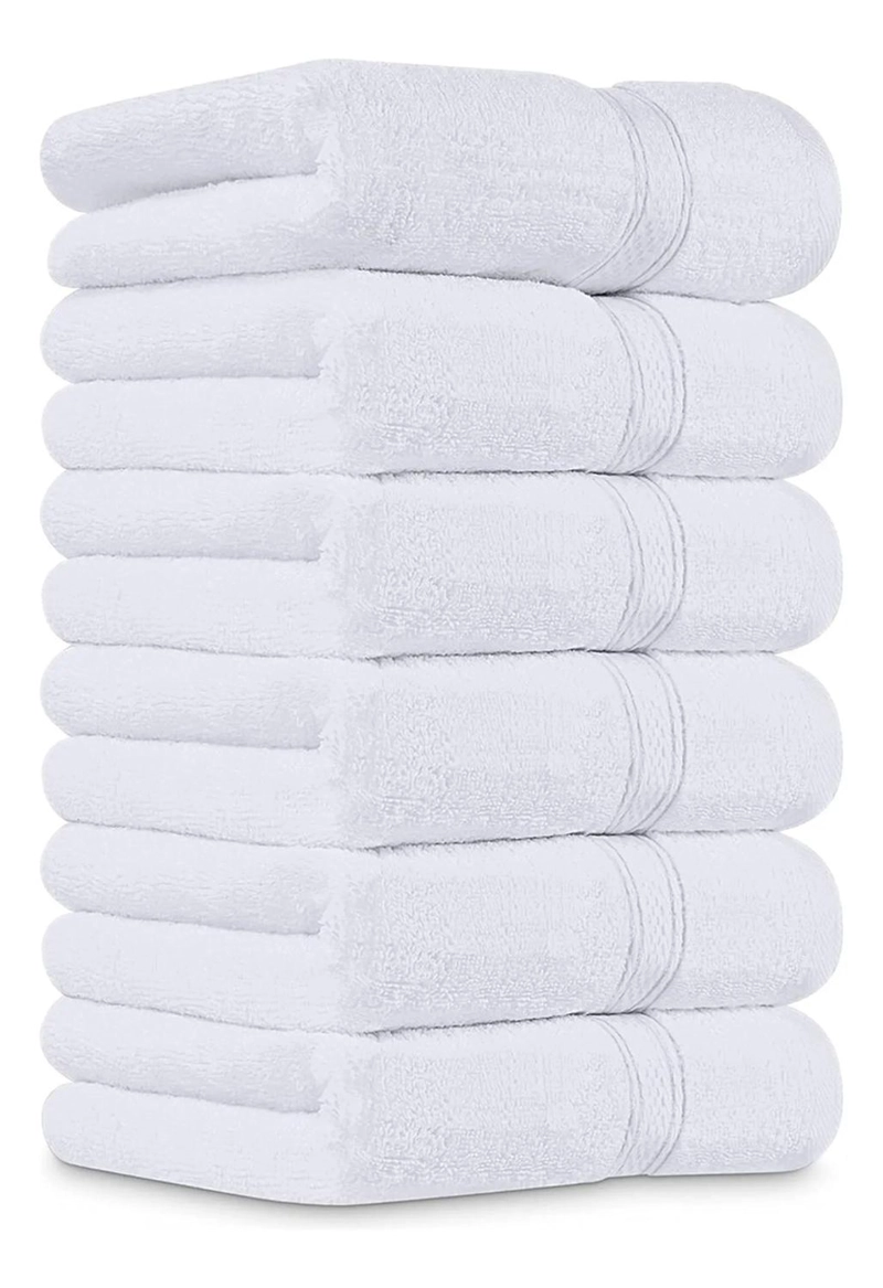 JUEGO DE 8 TOALLAS DE MANO 70 X 40 CM ALGODON 500G BANO SET BLANCO - 1