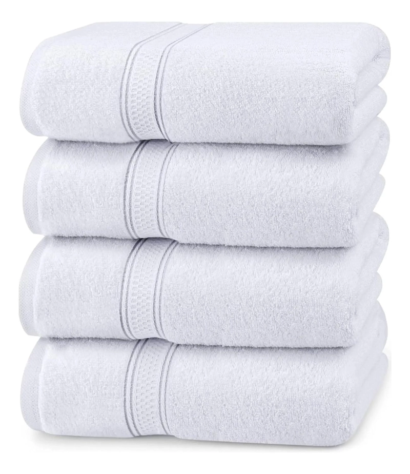 SET DE 4 TOALLAS DE BANO 140 X 70 CM ALGODON 500GR GRANDES NEGRO - 1