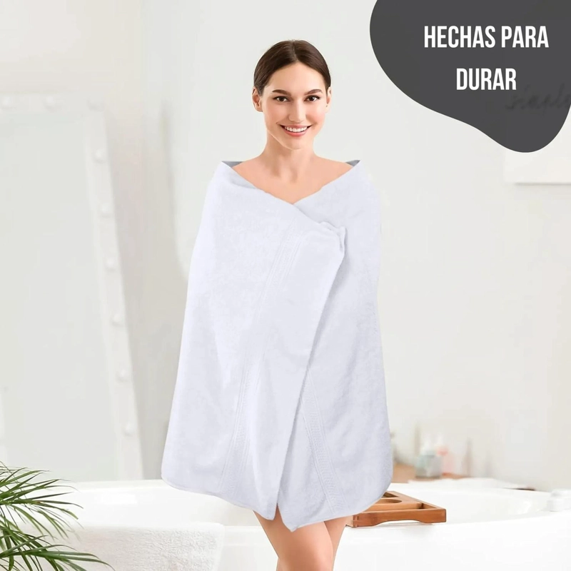 SET DE 4 TOALLAS DE BANO 140 X 70 CM ALGODON 500GR GRANDES NEGRO - 4