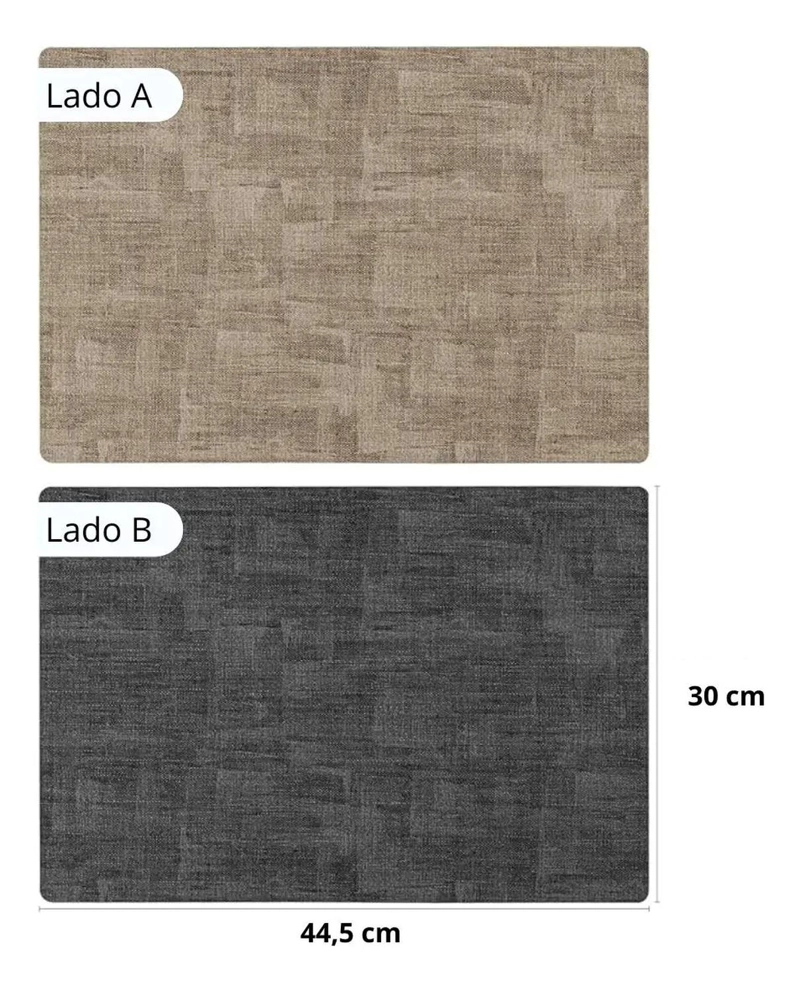 SET 4 INDIVIDUALES + 4 POSAVASOS IMPERMEABLES ANTIMANCHAS 2 EN 1 BEIGE RECTANGULAR - 2