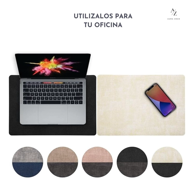 SET 4 POSAVASOS REDONDOS ANTIMANCHAS ECOCUERO MESA 2 EN 1 IR BLANCO - 8