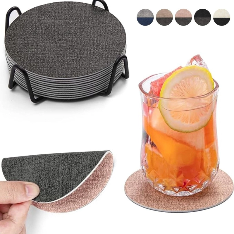 SET 4 POSAVASOS ECOCUERO ANTIMANCHAS IMPERMEABLES 2 EN 1 MULTICOLOR - 1