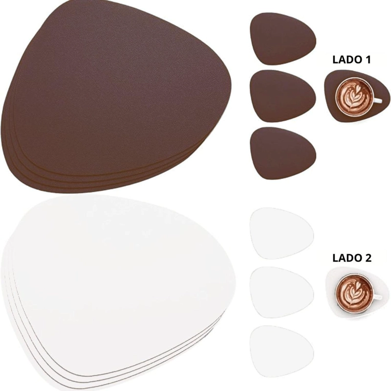 SET 4 INDIVIDUALES + 4 POSAVASOS REVERSIBLE ECOCUERO MESA BLANCO - 4
